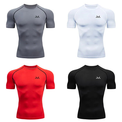 T shirt de compression à manche courte pour homme
